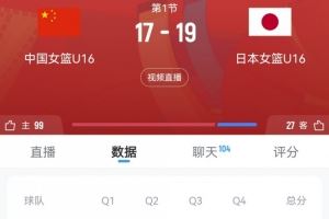奋起直追！中国U16女篮首节一度落后9分 此后轰11-4迫近至2分