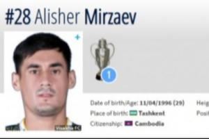 官方：柬埔寨归化29岁原乌兹别克斯坦中场米尔扎耶夫